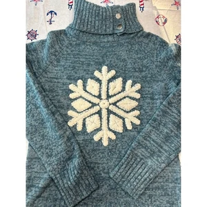 Sundance Snowflake Lambswool Blend Turtleneck Sweater Knit Winter Warm Blue Med - Picture 1 of 6