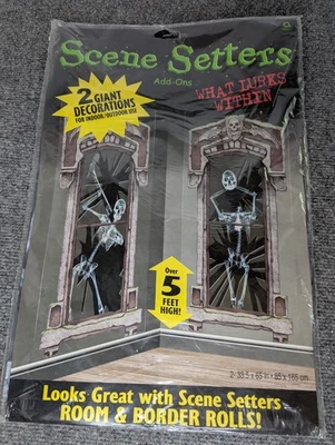 NEW Amscan Scene Setters Add Ons What Lurks Within Skeletons 2 Panels 33.5"x65" - Image 1 of 4