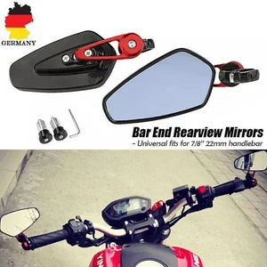 2x MOTORRAD ENDSEITE SPIEGEL 22MM 7/8" LENKER LENKERENDENSPIEGEL RÜCKSPIEGEL ROT - Bild 1 von 6