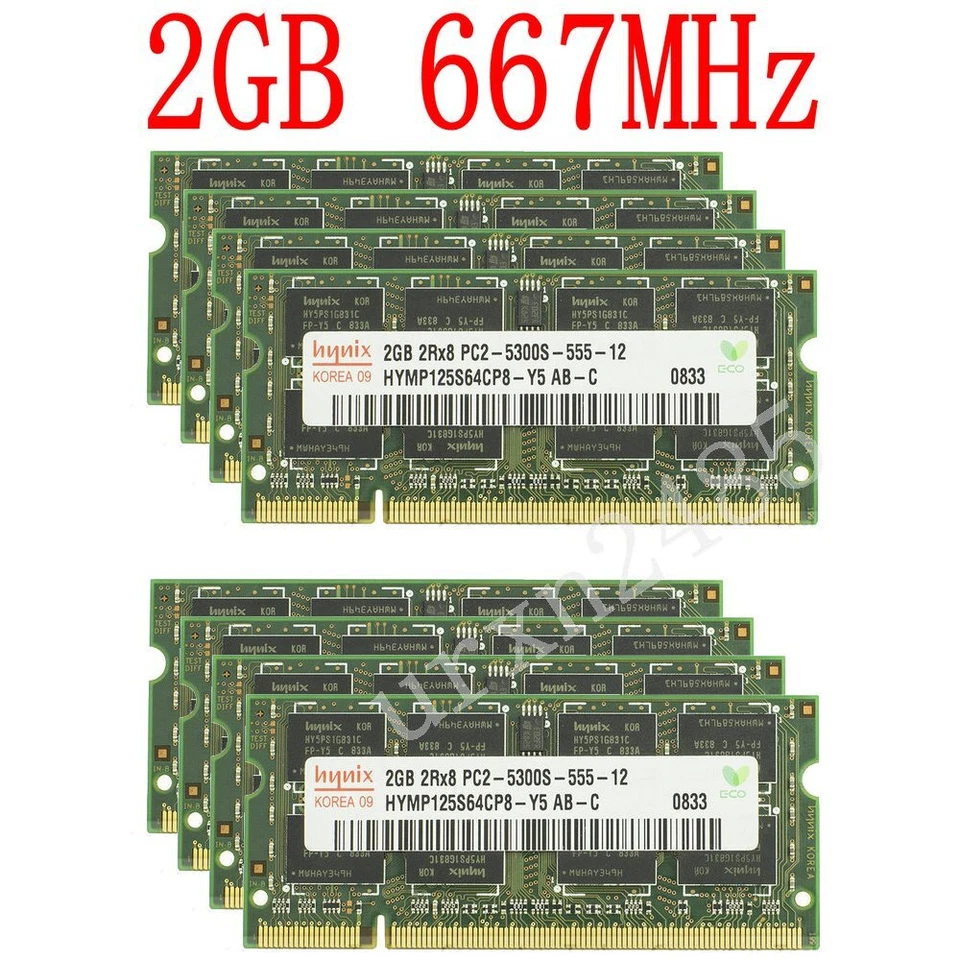 16GB 8x 2GB /1GB DDR2 667MHz PC2-5300S 200Pin Laptop Memory RAM For Hynix UK LOT - Image 1 of 4