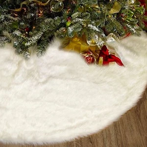 32 Inch Christmas Tree Skirt Faux Fur Tree Mat for Christmas Holiday Party De... - Picture 1 of 6