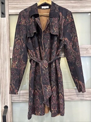 Gabardina Solitaire Anthropologie Paisley talla XL con cinturón gamuza sensación Foto 1 de 4