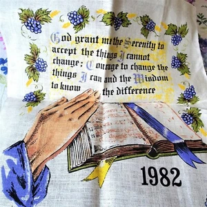 VINTAGE 1982 Calendar Tea Towel, Never used, Religious, Lovely Colors - Bild 1 von 2