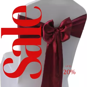 SATIN - Chair Sashes Bows for Wedding Reception Event Banquets Chair Decoration, - Picture 1 of 2