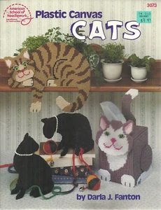 AMERICAN SCHOOL OF NEEDLEWORK PLASTIC CANVAS CATS PATTERN LEAFLET #3073 ©1990 - Picture 1 of 2