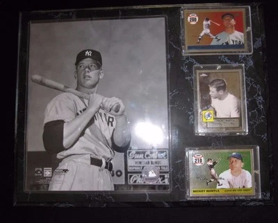 PLACA DEL SALÓN DE LA FAMA MICKEY MANTLE, FOTO, 3 TARJETAS SUPERIORES "HR 200 Y 210" E IMAGEN" Foto 1 de 4