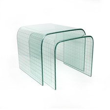 Pair of Etched Glass Waterfall Tables by Angelo Cortesi for FIAM