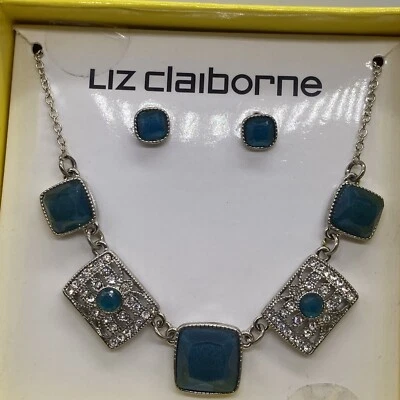 Collar y Pendientes Liz Claiborne Piedras Azules Semipreciosas - LINDO Y NUEVO EN CAJA Foto 1 de 4