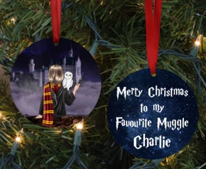 Personalised Harry Potter Wizard Ornament Decoration Christmas Bauble Stocking - Picture 1 of 4