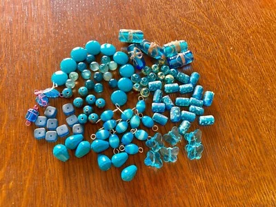 Lote 1 cuentas turquesa Destash Mix, gotas facetadas, murano, mariposas de cristal  Foto 1 de 4