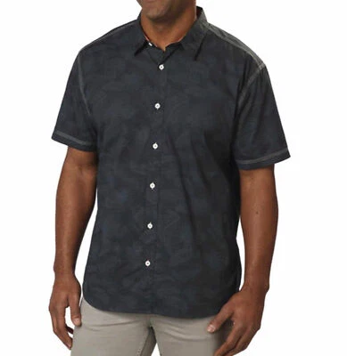 Cypress Club Men’s Short Sleeve Woven Shirt Charcoal Bamboo Leaf Size M  - Image 1 of 4