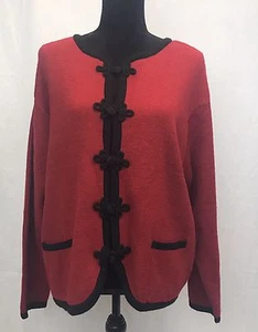 Elegante suéter rojo rojo para mujer Tally-Ho rojo negro talla L Grande - Imagen 1 de 7