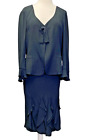 Vintage Sonia Rykiel Skirt Suit Set Ruffle 90s Black Blazer Medium Dark Academia