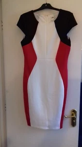 SANGRIA STRIKING BLACK/ WHITE/ RED SHIFT Dress SIZE UK 14 USA 10 BNWOT - Picture 1 of 5