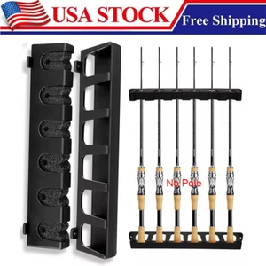 Horizontal Boat Fishing 6 Rod Rack Wall Mount Fishing Pole Holder Stand Storage - Picture 1 of 11