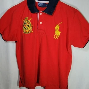 Vtg Ralph Lauren Big Pony Polo Men's M Rugby Shirt Country Riders Jockey Club - Picture 1 of 6