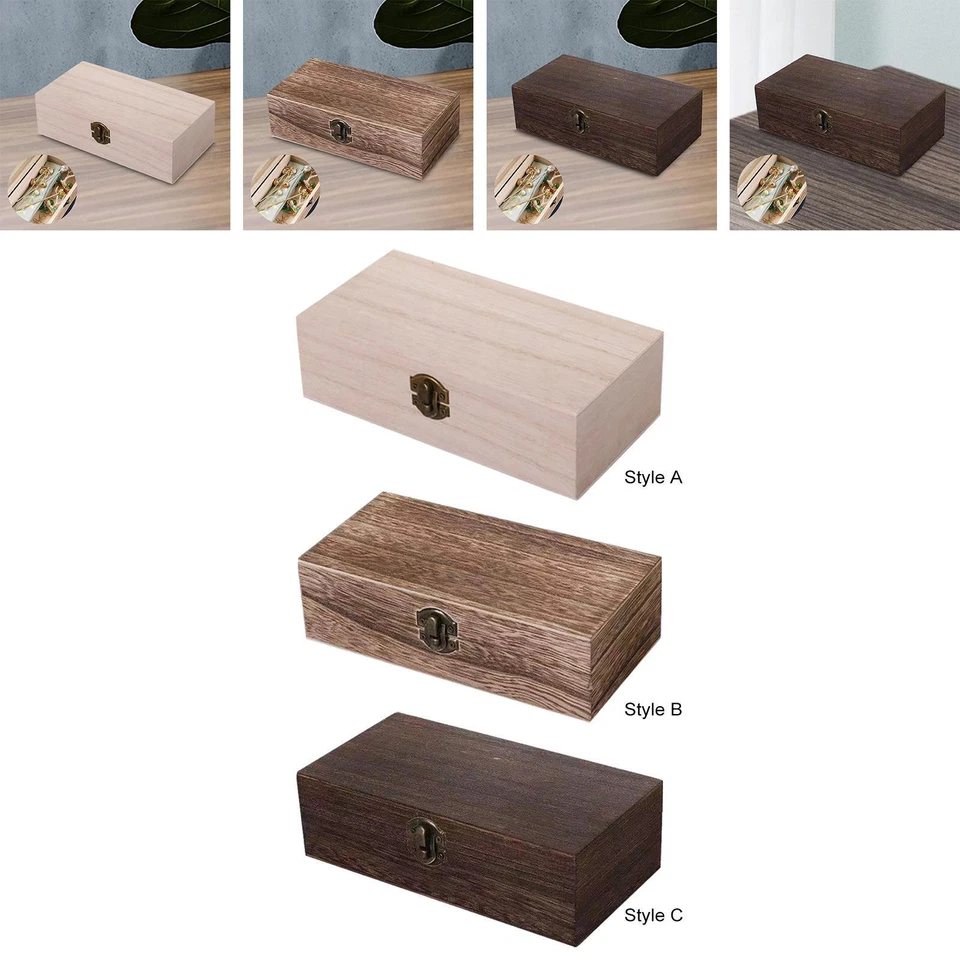 Wooden Storage Box Trinket Box Small Rectangular Rustic Keepsake Box Wooden Box - Image 1 of 1