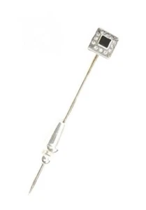Silver Art Deco Stick Pin with Swarovski Crystals and Black inlay - Picture 1 of 3