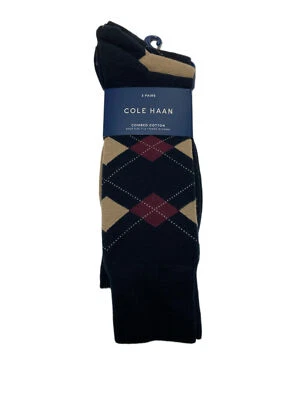 COLE HAAN Hombre 3 Par Multicolor Algodón Peinado Redondo Calcetines Talla - Imagen 1 de 3