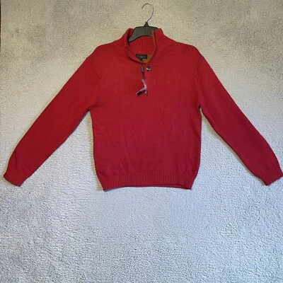 Gioberti Sweater Womens 14 Red 1/4 Button Cable Knit 100% Cotton Elbow Pads - Image 1 of 4