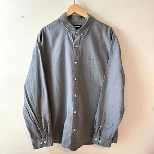 Camisa de vestir Express para hombre manga larga con botones gris talla XXL 18-18 1/2 - Imagen 1 de 7