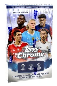 2023/24 TOPPS UEFA CLUB COMPETITIONS CHROME SOCCER HOBBY BOX BLOWOUT CARDS - Picture 1 of 2