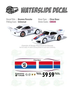 Calcomanías de tobogán CB 020# BASE CLARA BRUMOS PORSCHE para fundición a presión personalizada 1:64 - Imagen 1 de 4
