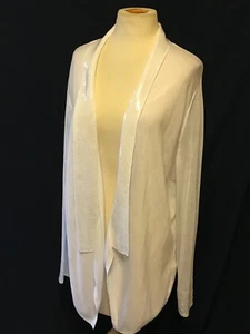 CHICO'S White Sequined Open  Front Cardigan Sweater Top - 3 (XL) - EUC - Picture 1 of 5
