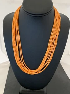 Orange Spiny Oyster Stabilized Heishi 10 Strand Sterling Silver Necklace 00619 - Picture 1 of 12
