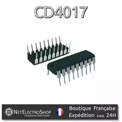 Compteur à décades CD4017 BE DIP-16, Arduino, Raspberry Pi...