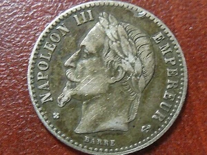 1866-BB French Fifty (50) Centimes "Napoleon lll" Silver Coin - Picture 1 of 6