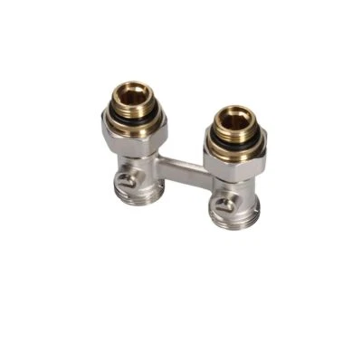 Hahnblock Heizkörper Zweirohr Ventil Eurokonus Vernickelt Durchgang 1/2" IG - Bild 1 von 3