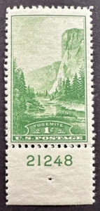US 1934 Scott # 740 1c Yosemite National Park Plate # single MNH - Picture 1 of 2