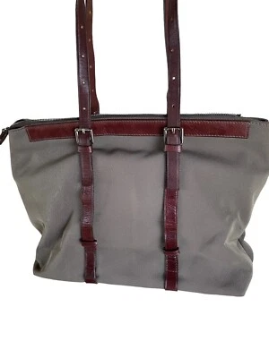 "Bolso de hombro LODIS para mujer de nailon/cuero con 3 compartimentos herrajes dorados 17x12x6""" Foto 1 de 4