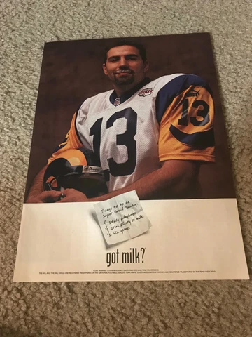 Vintage 2000 KURT WARNER GOT MILK? Poster Print Ad RAMS WIN SUPER BOWL RARE Cover
