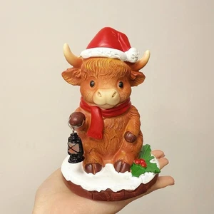 Highland Cow Statue Sturdy Animal Sculpture for Cabinet Study Room Bookshelf - Picture 1 of 6