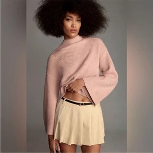 Neu mit Etikett Anthropologie Maeve The Katey Pullover mit Stehkragen und Glockenärmeln taupe Medium - Bild 1 von 9