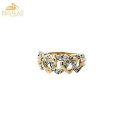 Banda de corazón de diamantes para mujer en oro amarillo de 10K (PBR114419) Foto 1 de 4