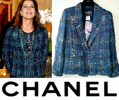 Chanel Vintage 2006 Blue Black Tweed Lesage Jacket 38 40 6 8 Coat Top Logo S M - Image 1 of 4