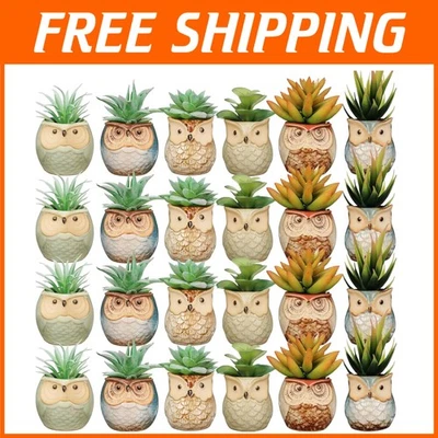 Mini 2.5" Owl Succulent Plant Pots - 24 Ceramic Containers for Home & Office - Image 1 of 4