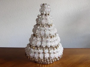 Vintage Sicherheitsnadel Weihnachtsbaum klar Perlen Handarbeit 9,5" kitschig Grannycore - Bild 1 von 10