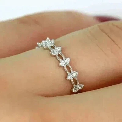 2 Ct Round Cut Lab-Created Diamond Women's Wedding Ring 14K White Gold Plated - Image 1 of 2