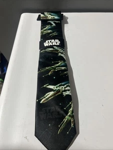Star Wars Men's Tie Black White Battleship Starfighter.new With Tags. Great GIFT - Picture 1 of 6