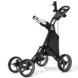 Carro de golf plegable Costway 4 ruedas con bolsa marcador mango ajustable gris - Imagen 1 de 12