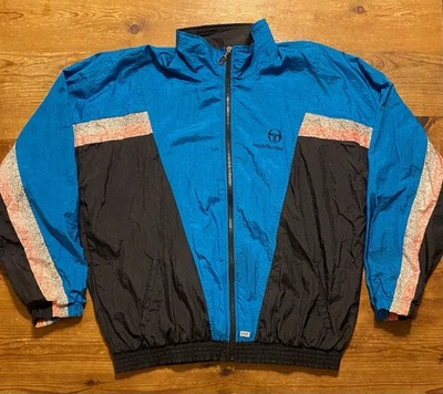 Vntg Sergio Tacchini 90s Windbreaker Track Jacket - Multicolor Coat SZ 44 - Image 1 of 4