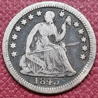 1843 Seated Liberty Half Dime 5c Better Grade VF Details #64376 - Image 1 of 2