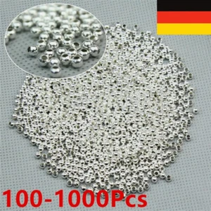100-1000Stk Sterling Silber runde Kugelperlen für die Schmuckherstellung 3MM DE - Picture 1 of 12