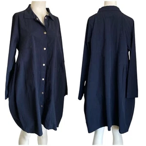 Eleven Stitch Design Navy Snap Front Bubble Jacket with Pockets Sz L - Picture 1 of 5