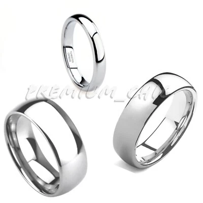 Tungsten Carbide Silver Color Wedding Band Mens Womens Engagement Bridal Ring - Image 1 of 4