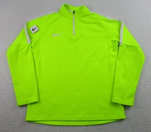 Nike Sweater Youth Kids Medium Neon Yellow Long Sleeve 1/4 Zip Activewear *READ* - Picture 1 of 10